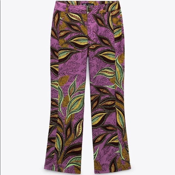 ZARA PRINTED LINEN BLEND PANTS - Picture 3 of 5